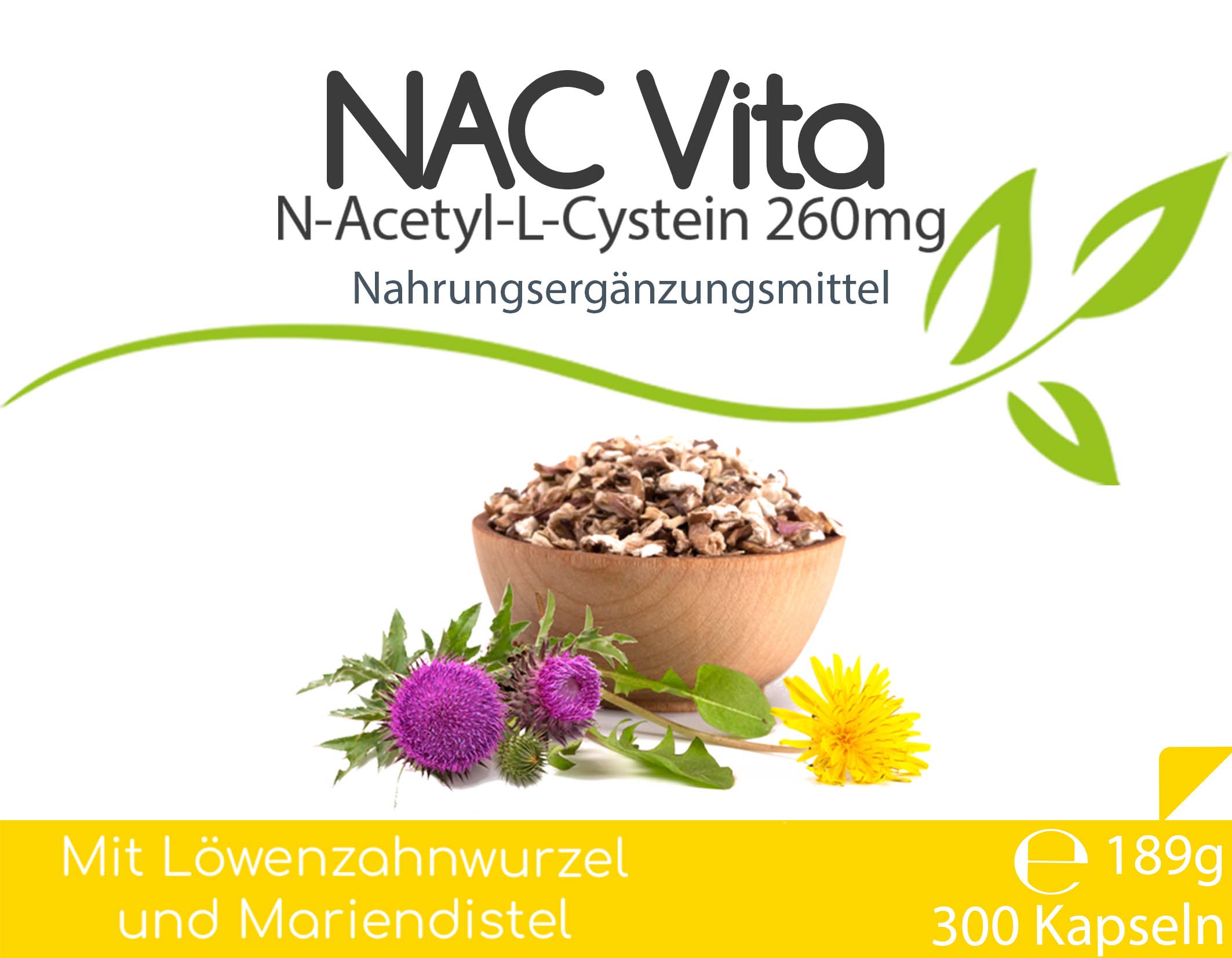 NAC Vita - 260 mg - N-Acetyl-L-Cystein aus natürlicher Fermentation - Kapseln